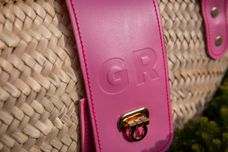 Baby Pink Leather Straw Summer handbag